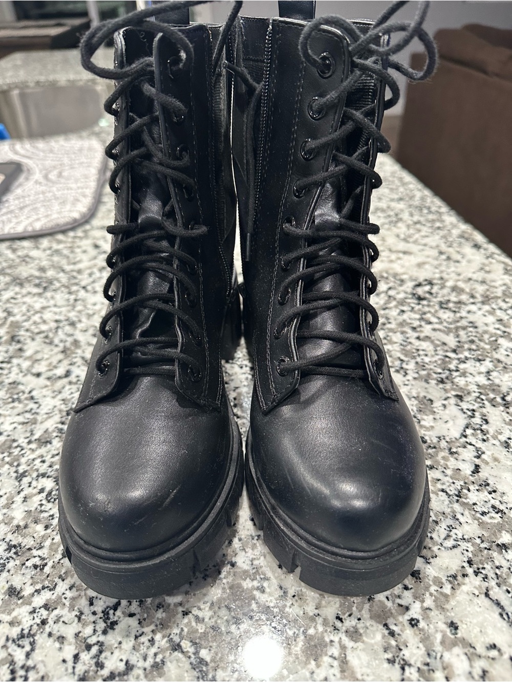 Soda Black Lace-Up Boots 7.5w